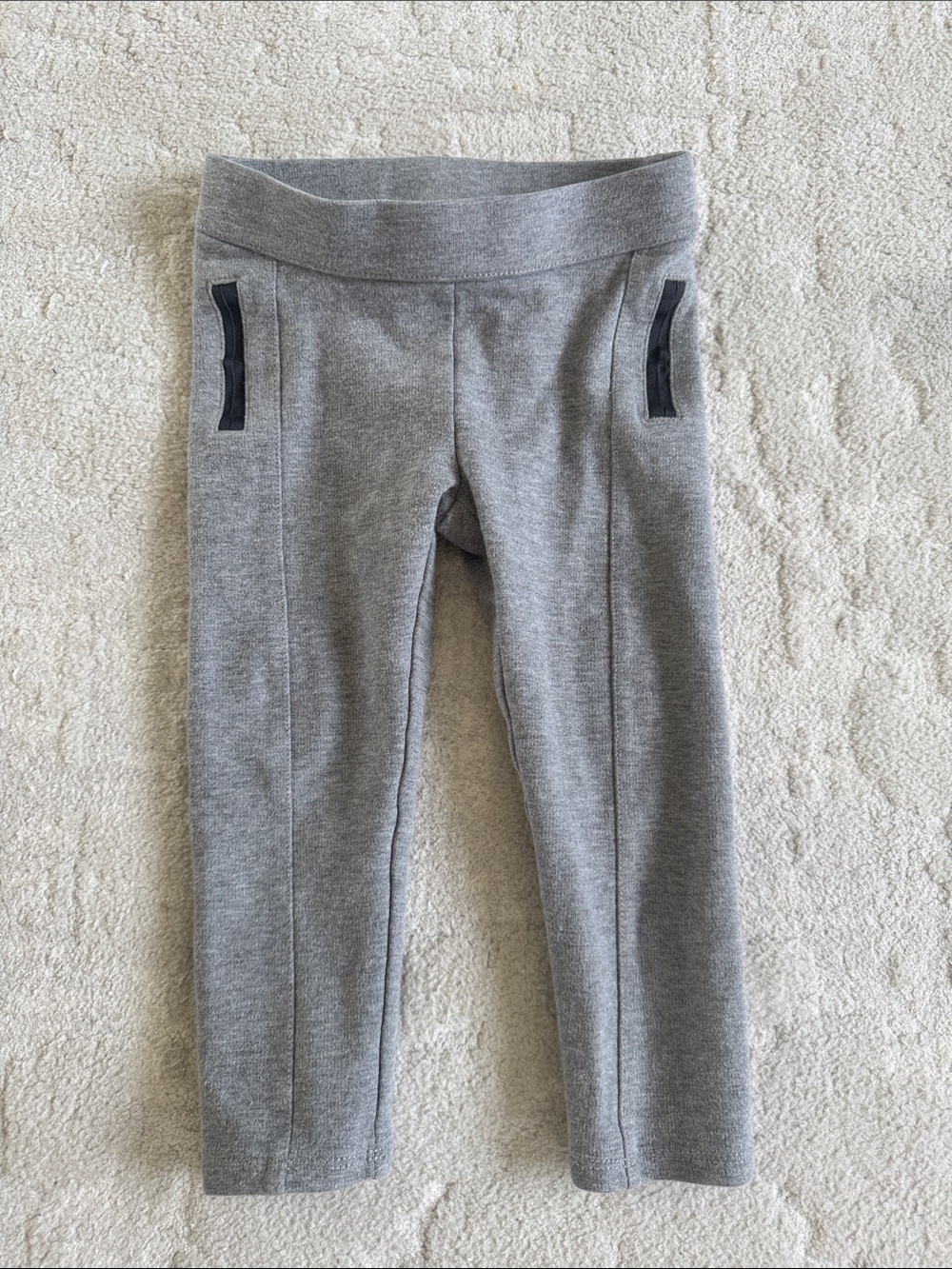 Janie and Jack Gray Knit Leggings with Black Trim Pockets